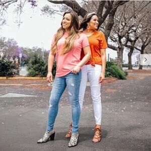 LuLaRoe Tummy Control Panel Blue Skinny Jeans Stretchy Distressed Size 30